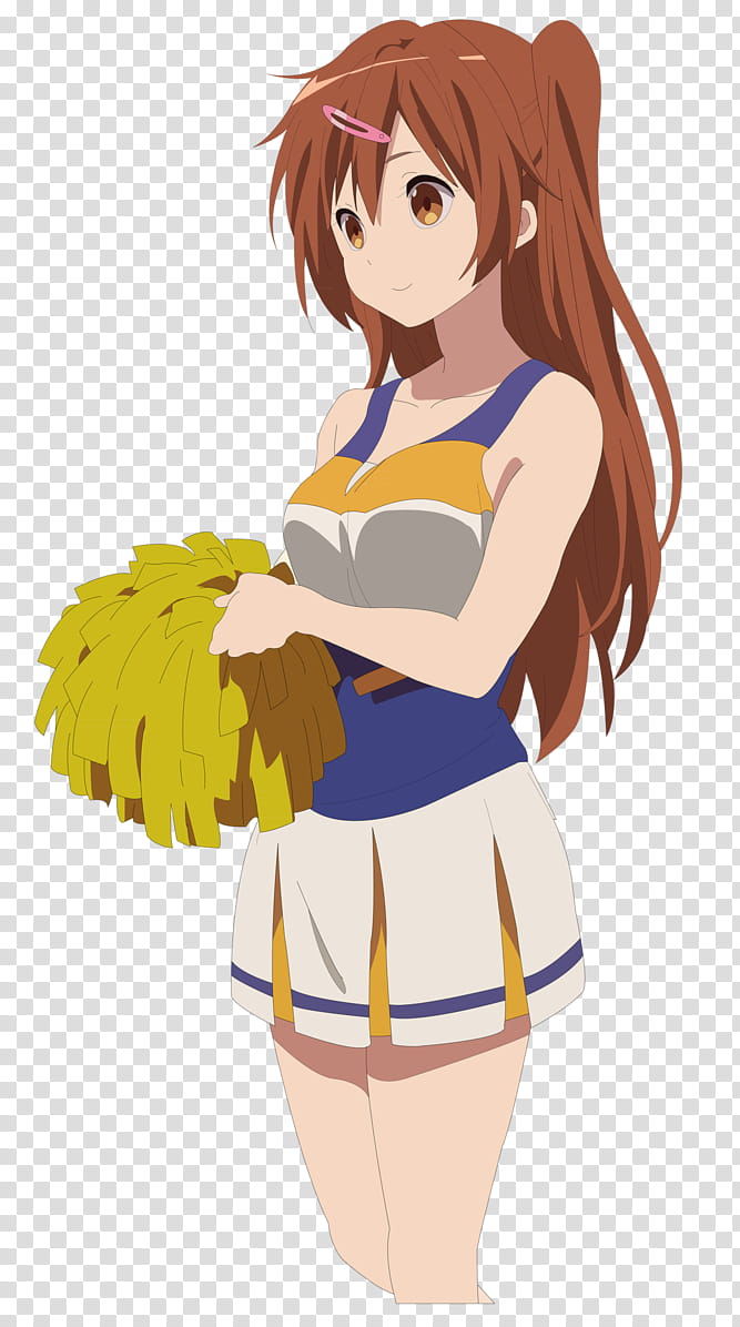 Nibutani Shinka (Cheerleader), women wearing blue, yellow and white tank top illustration transparent background PNG clipart