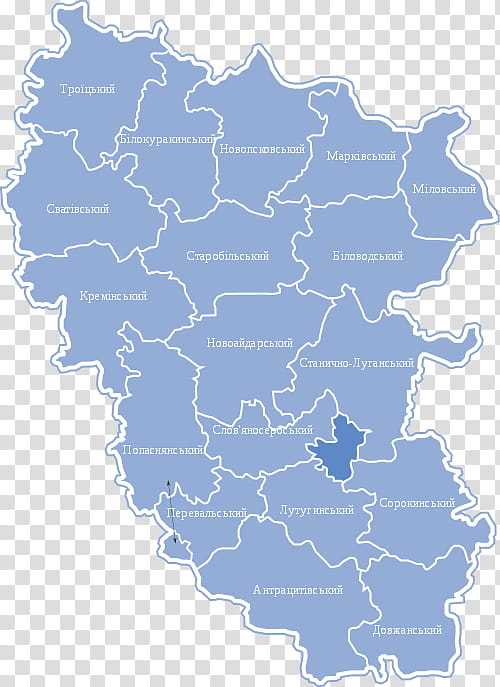 Map, Luhansk, Oblast, Administrative Divisions Of Luhansk Oblast, Ukraine, Blue, Area transparent background PNG clipart