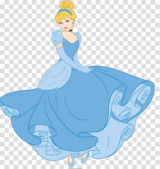Disney Cinderella, woman in white and blue dress illustration transparent background PNG clipart