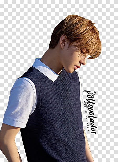 Kun Lucas Jungwoo Arena Homme, man taking selfie with text overlay transparent background PNG clipart