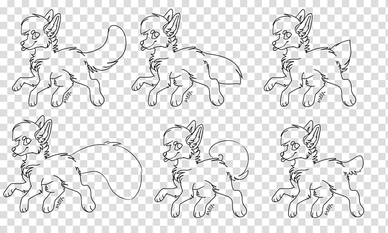 Canine Adopt Base, Tail variations, six dog transparent background PNG clipart