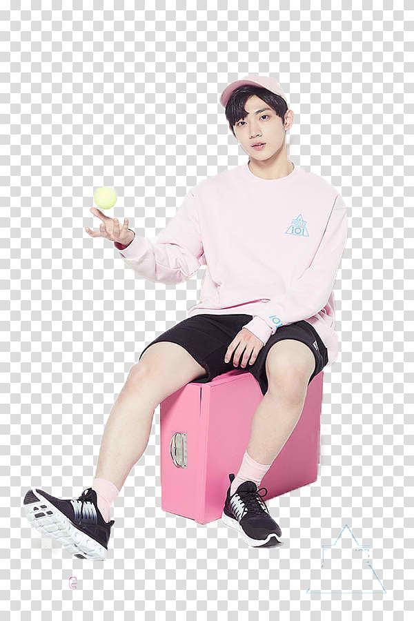 Ahn Hyung Seob Produce  season  , man in pink sweater wearing black shorts and shoes transparent background PNG clipart