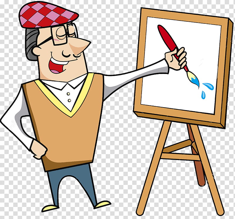 Easel, Artist, Painting, Canvas, Paint Brushes, Painter, Male, Line transparent background PNG clipart