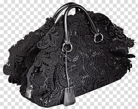 BLACK LACE, black floral handbag transparent background PNG clipart