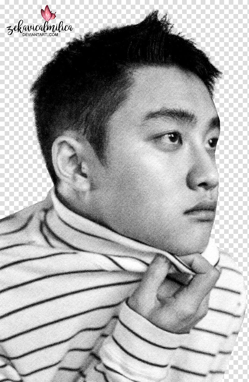 EXO D O Lucky One, EXO D.O. Kyungsoo in striped sweatshirt transparent background PNG clipart