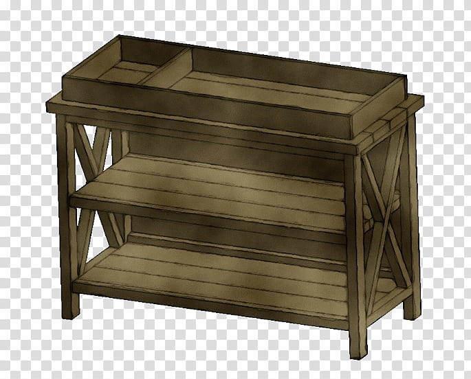 furniture table shelf wood hardwood, Watercolor, Paint, Wet Ink, Nightstand, End Table, Rectangle, Changing Table transparent background PNG clipart