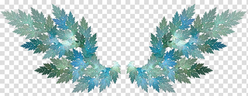 Fune fractal wings, blue and green leafed plant wings transparent background PNG clipart