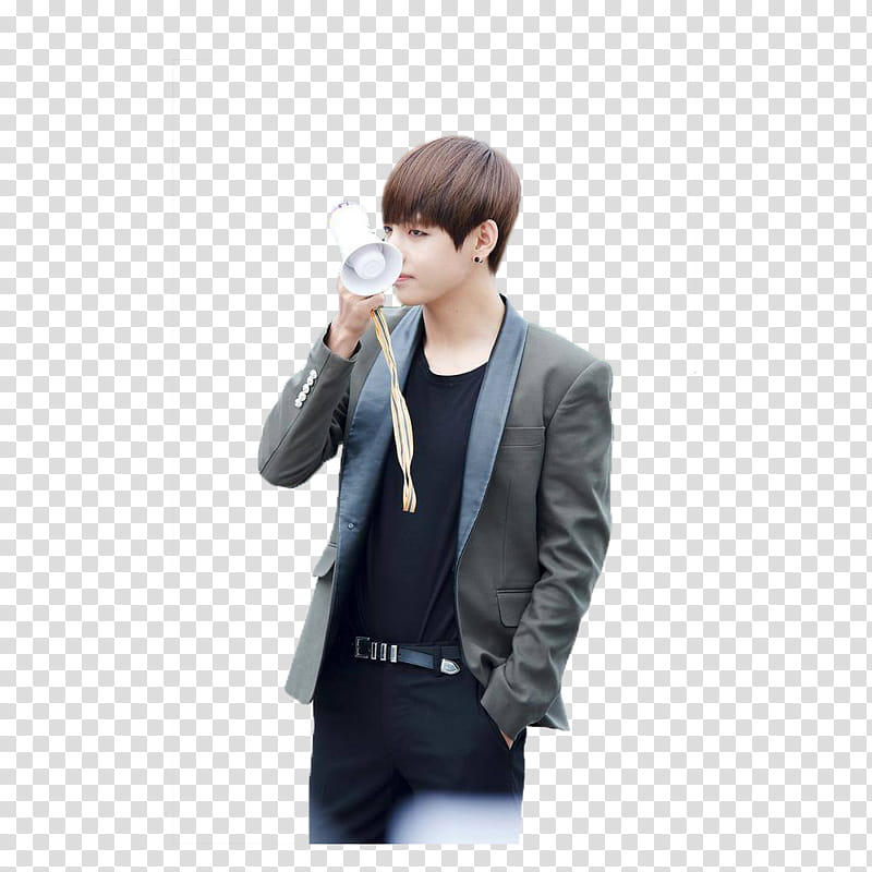 TAEHYUNG, man holding megaphone transparent background PNG clipart