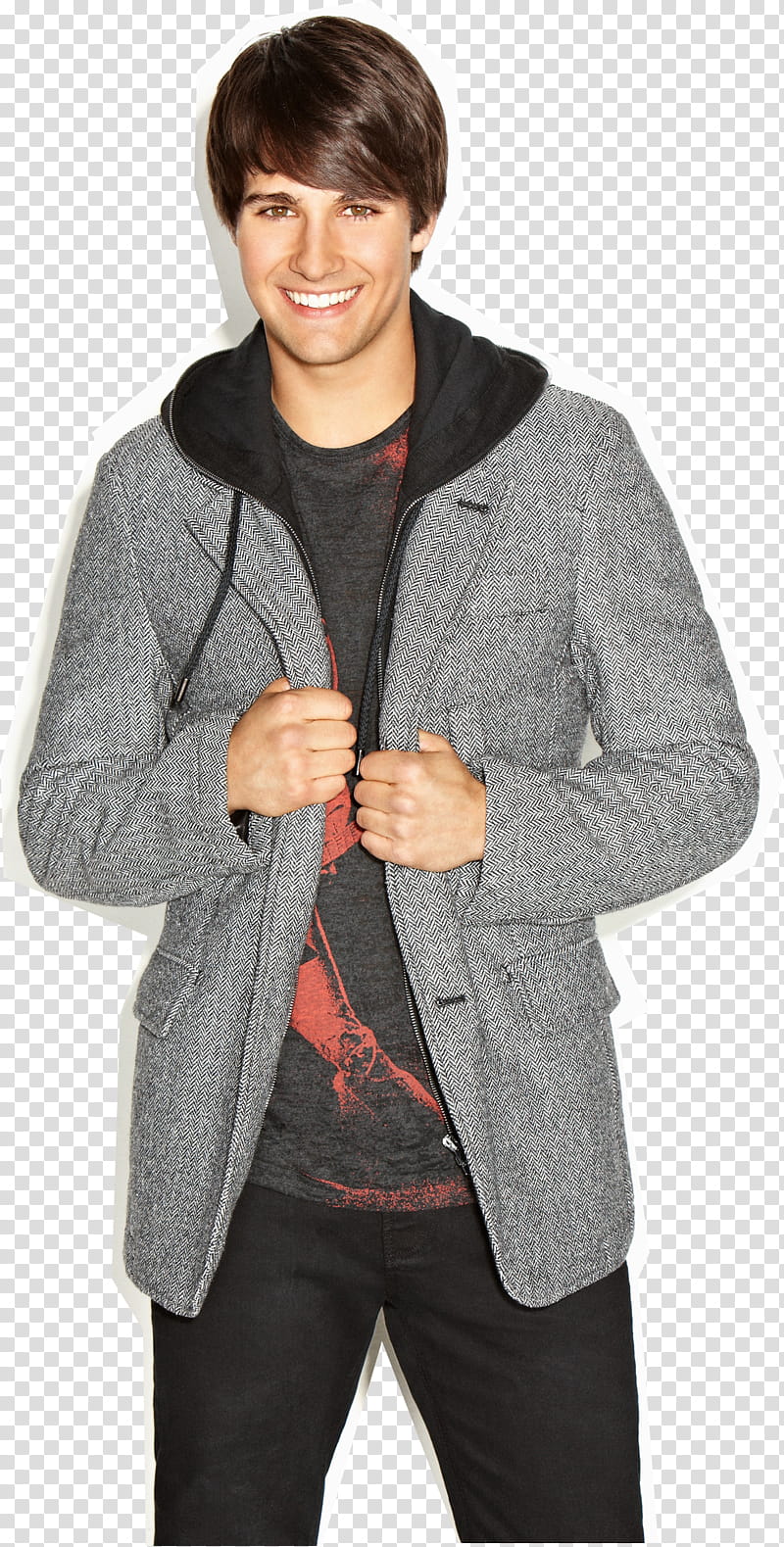 Big Time Rush, smiling man holding his jacket transparent background PNG clipart