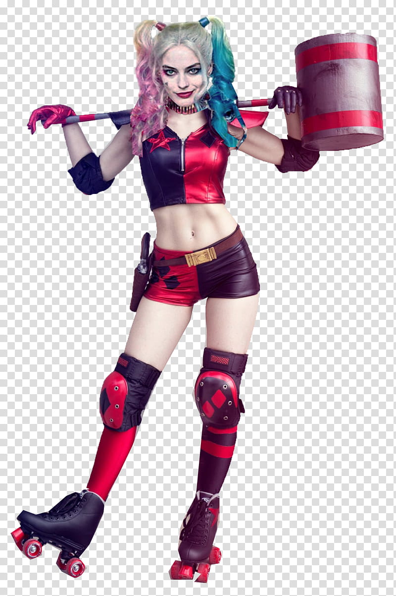 Harley Quinn Black and Red Attire transparent background PNG clipart