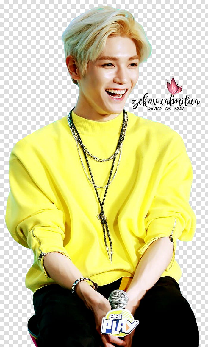 NCT Taeyong est PLAY, smiling man holding microphone transparent background PNG clipart