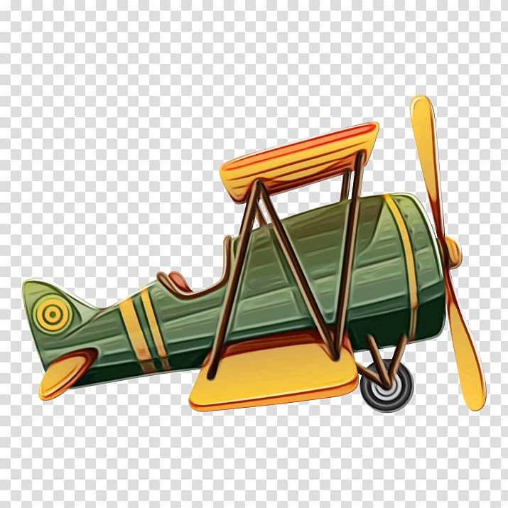 airplane biplane yellow vehicle aircraft, Watercolor, Paint, Wet Ink, Toy, Propellerdriven Aircraft, Furniture transparent background PNG clipart