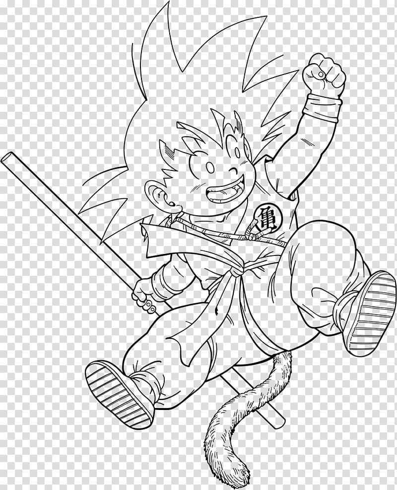 Dragon Ball, Kid Goku , Dragon Box, Lineart transparent background PNG clipart