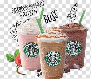 , three Starbucks cups transparent background PNG clipart