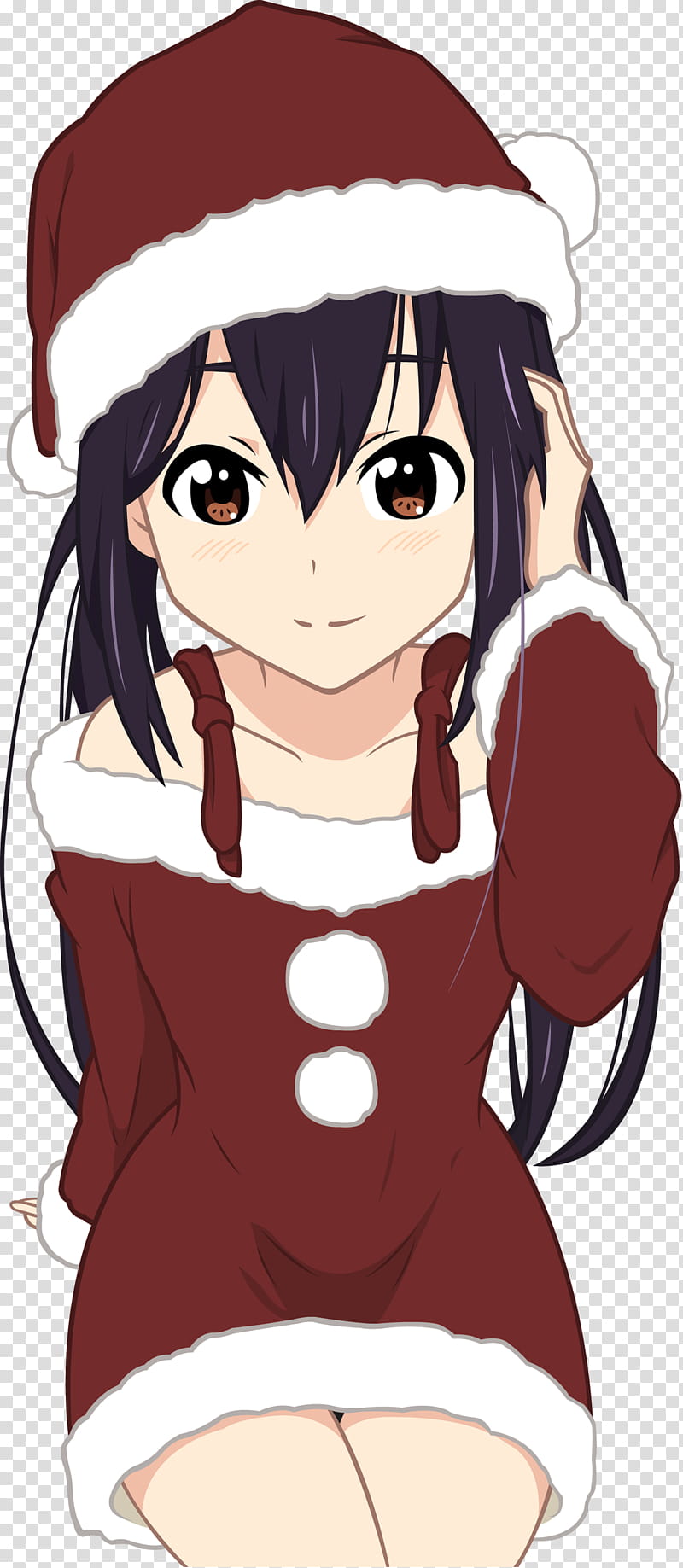 Xmas Azusa , black-haired woman wearing Christmas hat anime character transparent background PNG clipart