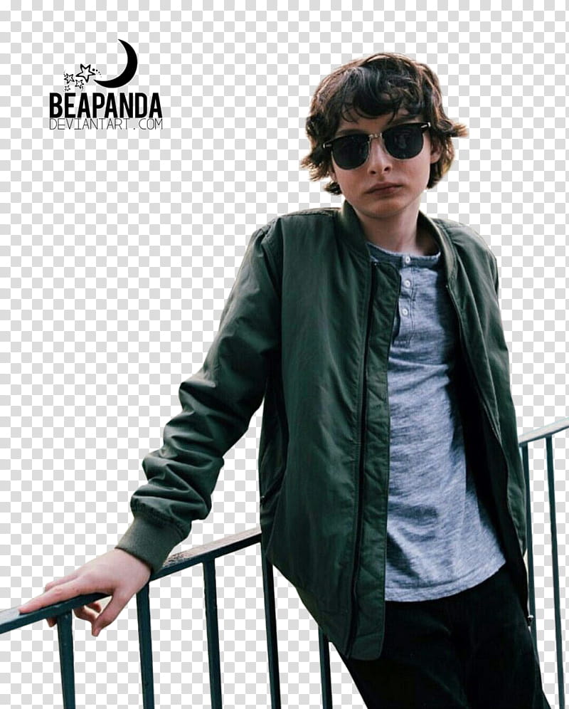 Finn Wolfhard, man in green zip-up jacket transparent background PNG clipart
