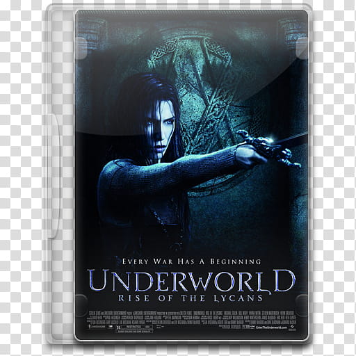 Movie Icon , Underworld, Rise of the Lycans, Underworld Rise of the Lycans DVD case illustration transparent background PNG clipart