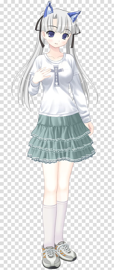 girl wearing white top and skirt anime transparent background PNG clipart