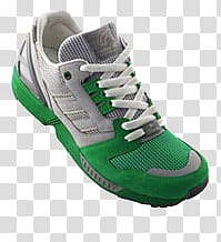 Adidas Shoes, unpaired gray and green running shoe transparent background PNG clipart