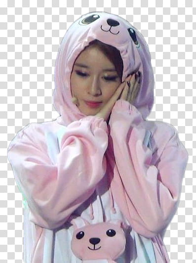 JiYeon on Stage, woman in a pink panda onesie transparent background PNG clipart