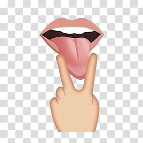 Badass Emoji s, lips, tongue and peace sign hand transparent background PNG clipart