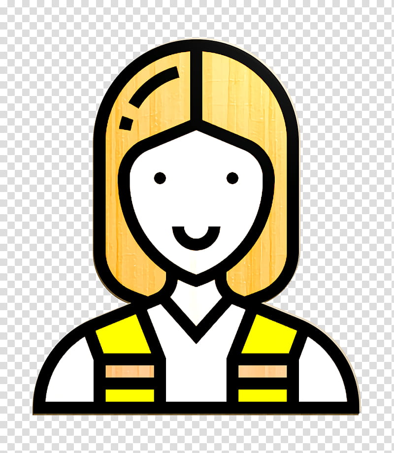 Careers Women icon Electrician icon Technician icon, White, Yellow, Facial Expression, Cartoon, Line, Pleased, Smile transparent background PNG clipart