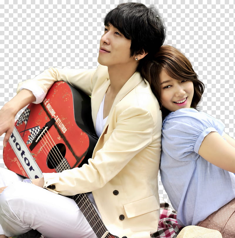 YongShin Heartstrings, woman smiling and leaning back on man's back transparent background PNG clipart