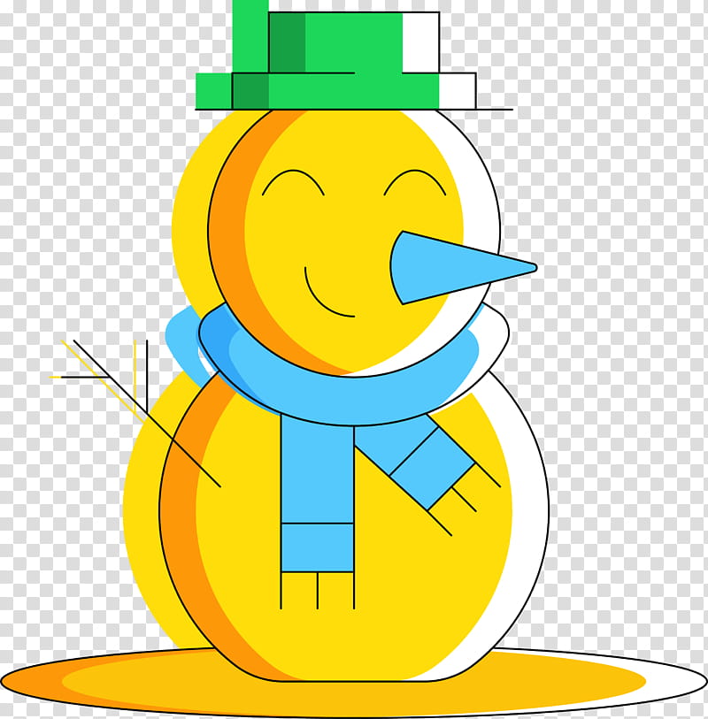 Snowman, Cartoon, Yellow, Line, Smile transparent background PNG clipart