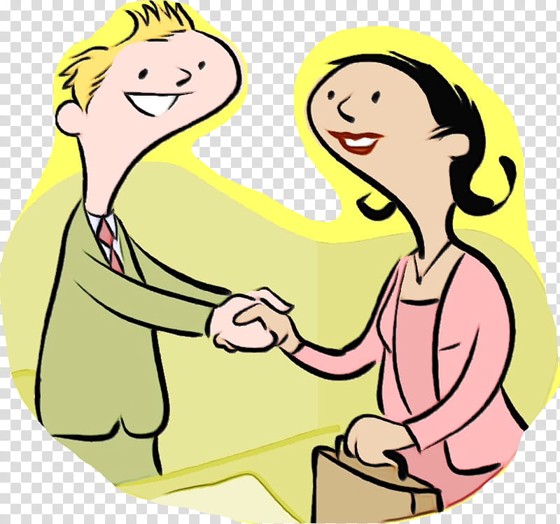 Business Meeting, Cartoon, Businessperson, Handshake, Business Networking, Facial Expression, Yellow, Finger transparent background PNG clipart