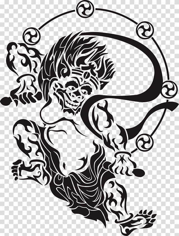 Wind, Raijin, Painting, Drawing, Thunder, Japanese Mythology, Demon, Line Art transparent background PNG clipart