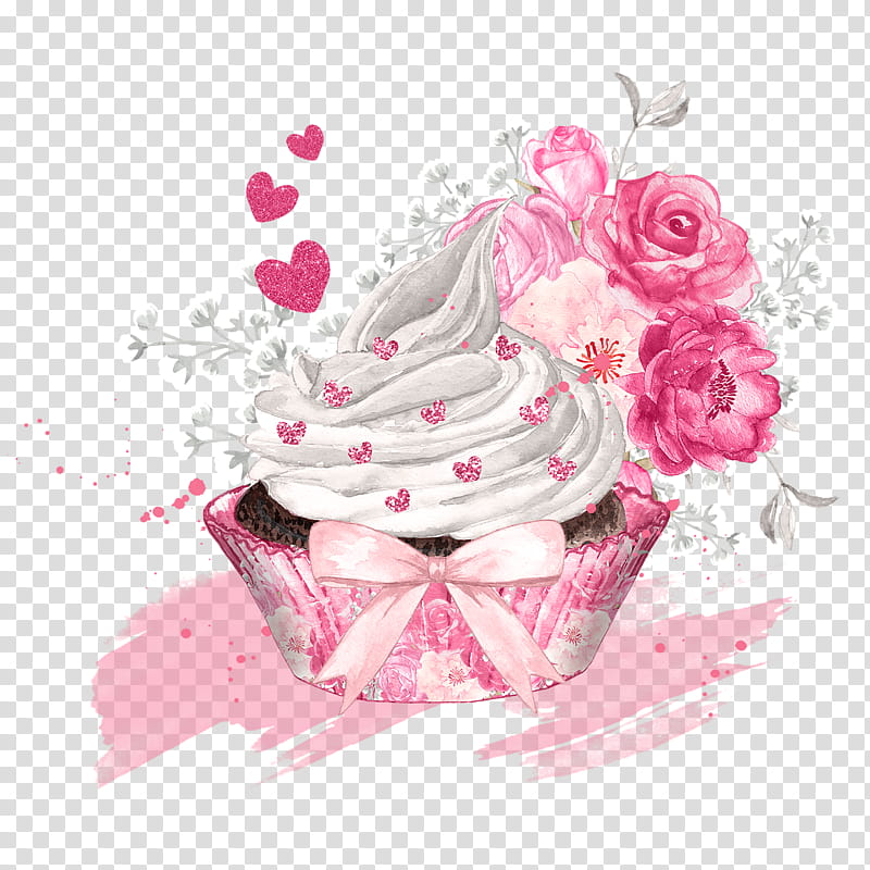 Pink Flower, Cupcake, Cheesecake, Torte, Bundt Cake, Tart, Sponge Cake, Dessert transparent background PNG clipart