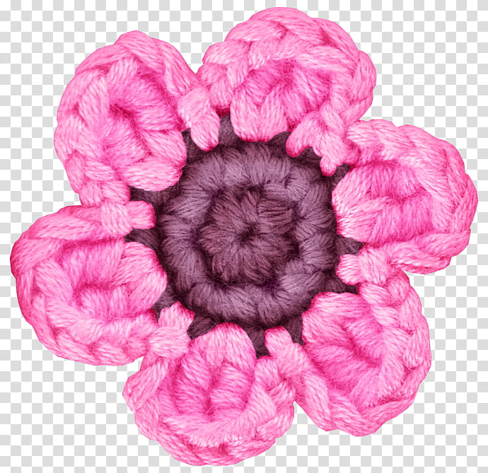 Elements , burgundy and pink crocheted flower transparent background PNG clipart
