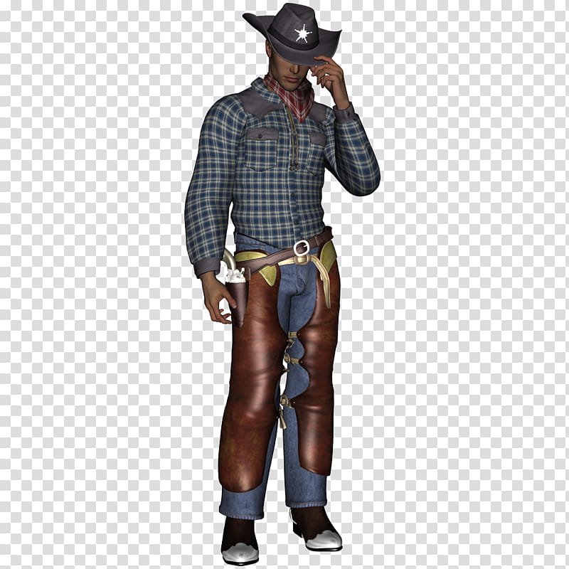 Howdy Ma am, man wearing cowboy outfit D illustration transparent background PNG clipart