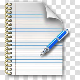 Windows Word Processing Dock, white and blue notebook and blue pen transparent background PNG clipart