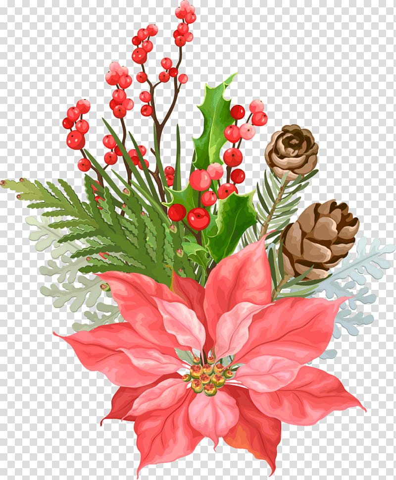 Christmas And New Year, Christmas Day, Floral Design, Flower, Watercolor Painting, Plant, Cut Flowers, Flower Arranging transparent background PNG clipart