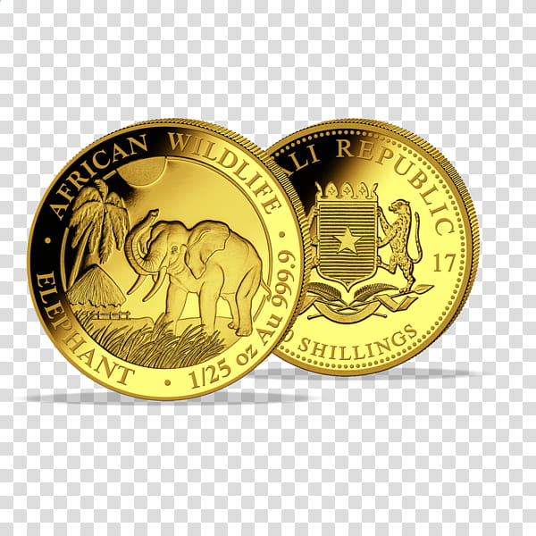 Elephant, Somalia, Silver, African Elephant, Coin, Gold, Mint, Gold Coin transparent background PNG clipart
