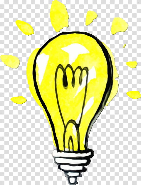 Light bulb, Watercolor, Paint, Wet Ink, Yellow, Happy, Line Art transparent background PNG clipart