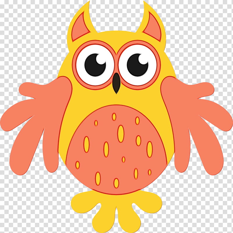 Orange, Watercolor, Paint, Wet Ink, Cartoon, Yellow, Pink, Owl transparent background PNG clipart