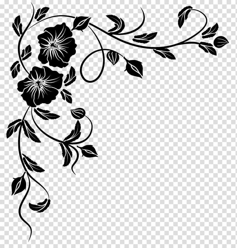 Corners , black floral art transparent background PNG clipart