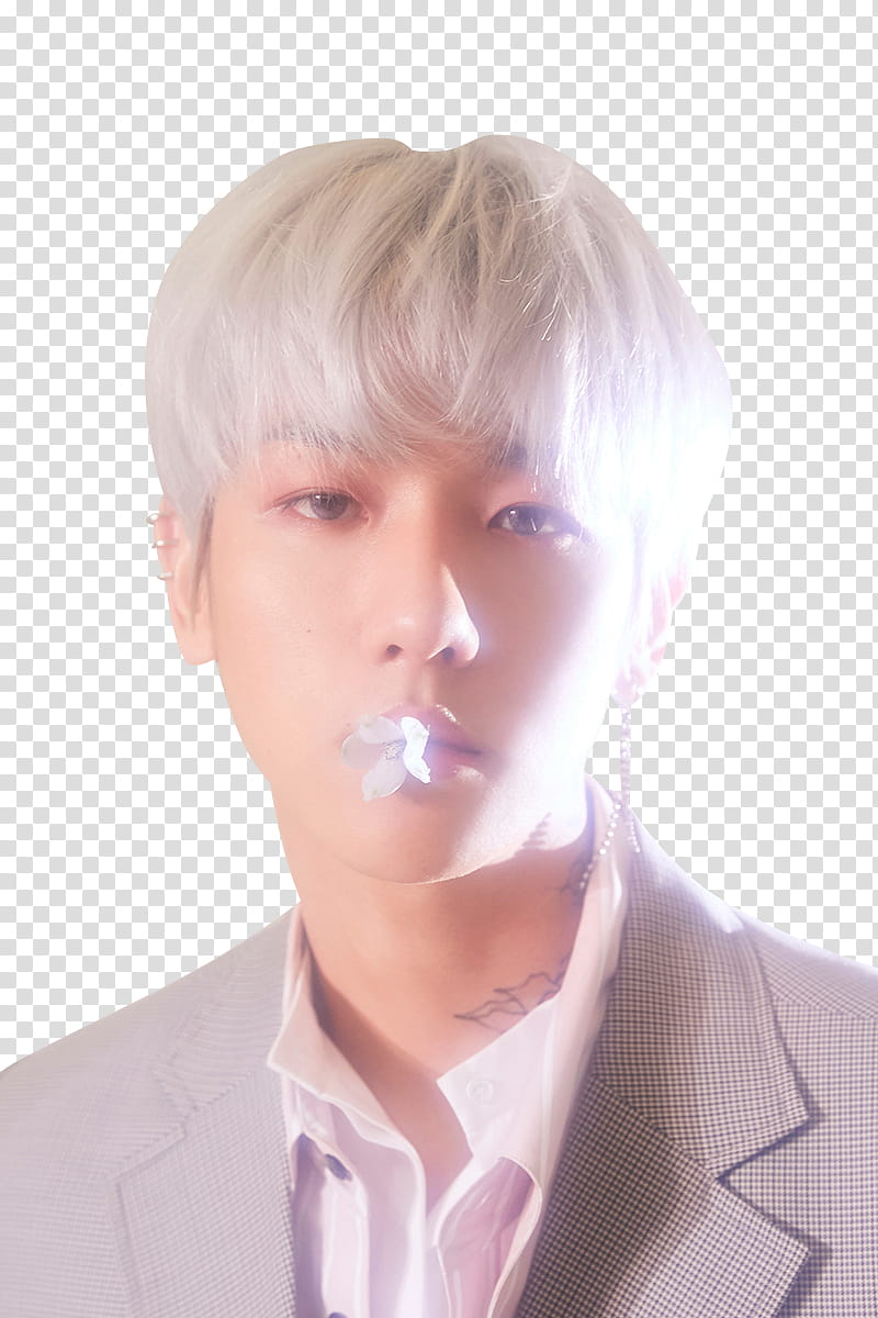 BaekHyun Blooming Day, man wearing grey blazer transparent background PNG clipart