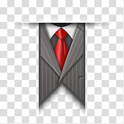 Ribbon Icons, preferences-desktop-theme, gray pinstriped suit jacket, red necktie, and white collared shirt banner art transparent background PNG clipart