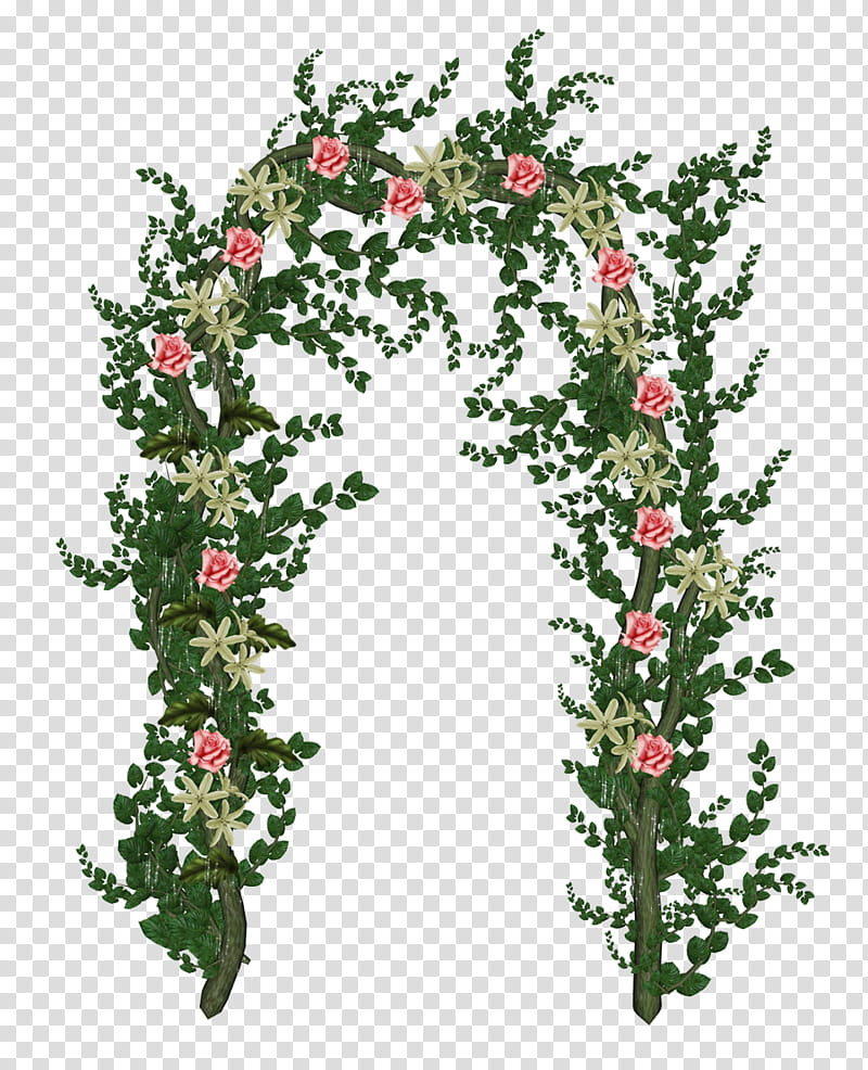 d, green and pink floral arbor illustration transparent background PNG clipart
