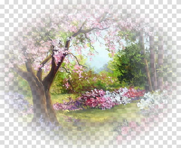 Watercolor Nature, Painting, Thomas Kinkade Painter Of Light Address Book, Mural, Spring
, Landscape Painting, Paint By Number, Canvas transparent background PNG clipart