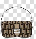 monogrammed brown Fendi handbag transparent background PNG clipart