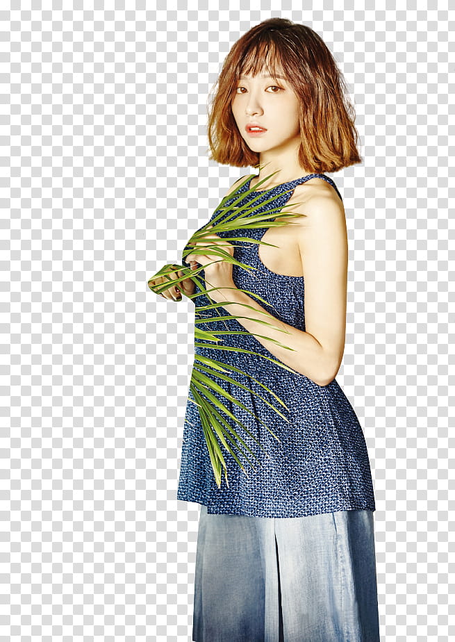 EXID HANI Instyle P, woman holding green leaf transparent background PNG clipart