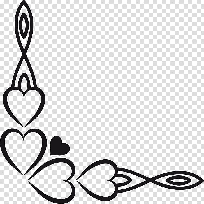 Valentine Day Corners, black heart border transparent background PNG clipart