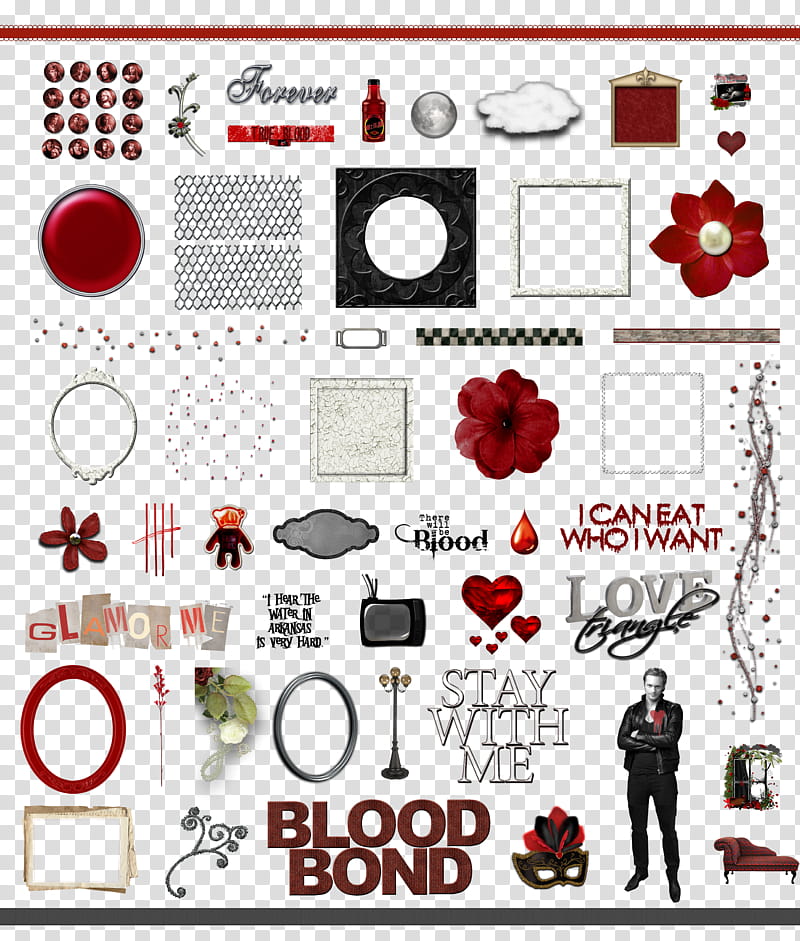 True Blood Vampire Word Art and Clear Cut , assorted decals lot transparent background PNG clipart