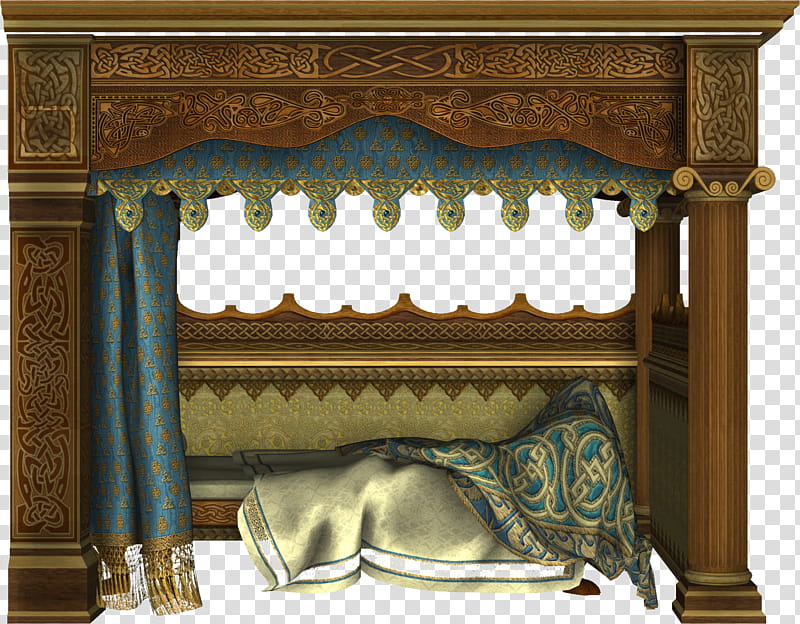 Furniture , brown four-poster bed illustration transparent background PNG clipart