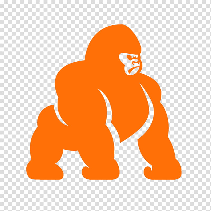 Gorilla, Ape, Icon Design, Monkey, Drawing, Human, Orange transparent background PNG clipart