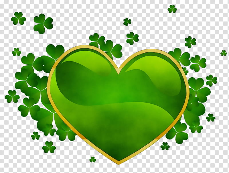 Shamrock, Watercolor, Paint, Wet Ink, Green, Leaf, Heart, Symbol transparent background PNG clipart